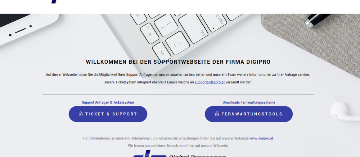 Ticketsystem und Support Webseite DigiPro